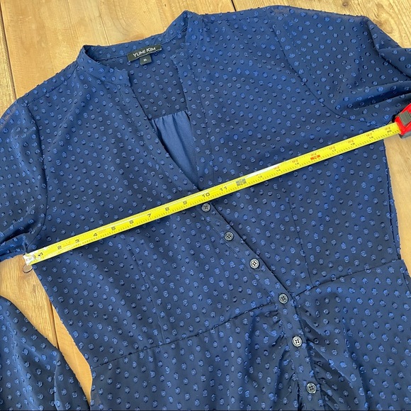 Anthropologie Yumi Kim Valencia Dropped Waist Swiss Dot Dress Navy Womens Sz XL - Picture 10 of 16